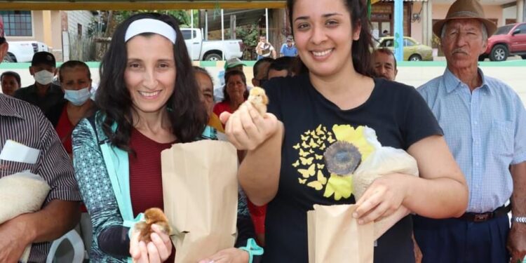 Moradores de las Parroquias Cordoncillo y Ayapamba recibieron kits de pollitos