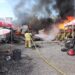 El fuego consumió un taller mecánico en Ibarra