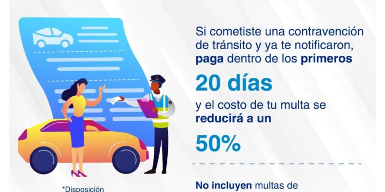 Movilidad recuerda el descuento que existe al pagar una multa a tiempo