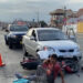 Motociclista quedó sobre en la calzada con una herida en el tobillo
