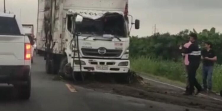 Camión se accidentó dejando daños materiales