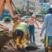Aguas realiza la reparación de tubería en las calles Tarquí y Bolívar