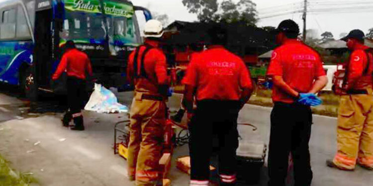 Una fallecida al impactarse un bus con una moto