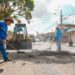 Rebacheo de calles en Machala