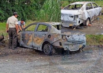 Carro utilizado en el asesinato de dos policías fue incinerado