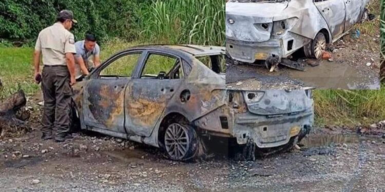 Carro utilizado en el asesinato de dos policías fue incinerado