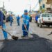 Rebacheo de calles en Machala