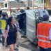 Carro terminó volcado en un accidente de tránsito