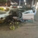 Dos heridos al estrellarse un carro contra el redondel Al Bananero