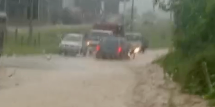 Deslizamiento de tierra y desbordamiento de quebrada en vía a Piñas