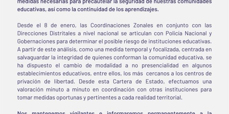 Planteles educativos cercanos a las cárceles regresan a la virtualidad