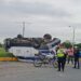 Carro blindado se volcó