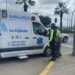 Herida al sufrir una caída mientras bajaba de un bus