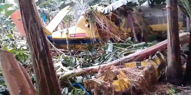 Piloto herido al caer una avioneta en una bananera