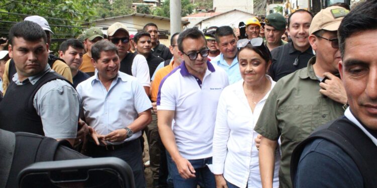 Daniel Noboa visitó la ‘zona cero’ en Piñas