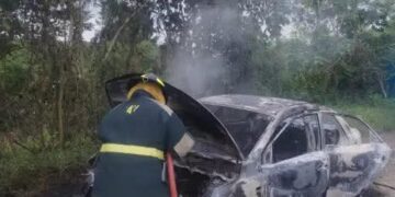 Hallan vehículo incinerado y sin rastro de sus ocupantes en el sector San Luis de Cajones